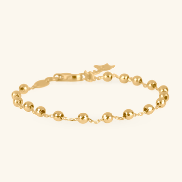 Beads Bracelet, Made in 14k hollowed solid gold