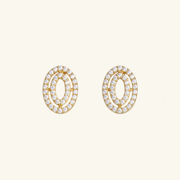 Double Oval Studs, Made in 18k solid gold