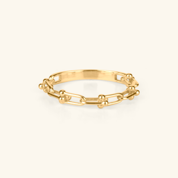 Beaded Link Ring, Handcrafted in 14k solid gold