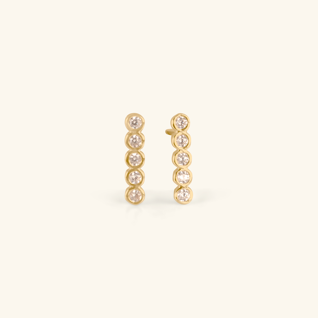 Brilliant Bar Studs, Made in 14k solid gold.