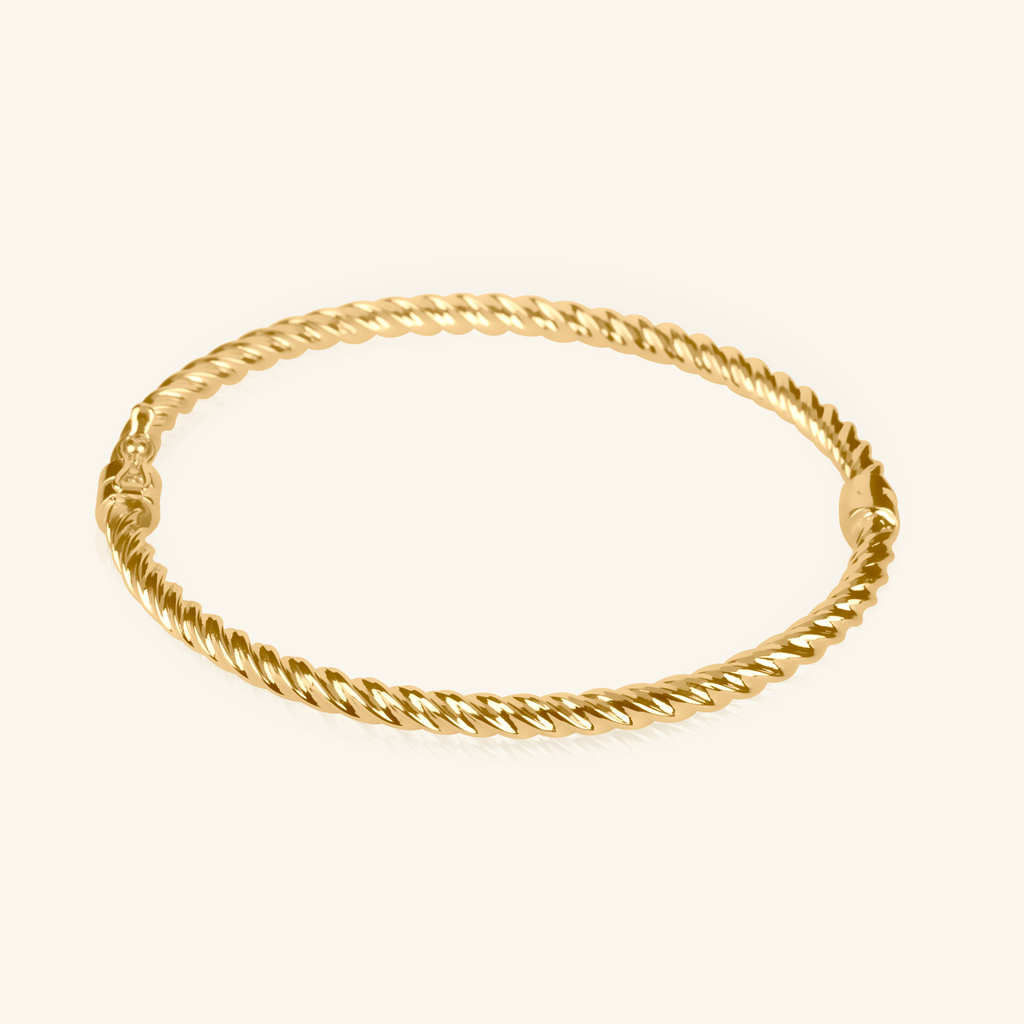 Twist Bangle,Made 14k Solid Gold