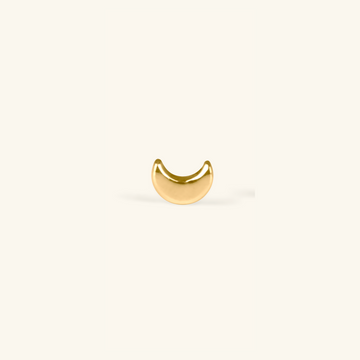 Single Moon Stud. Made in 14k Solid Gold