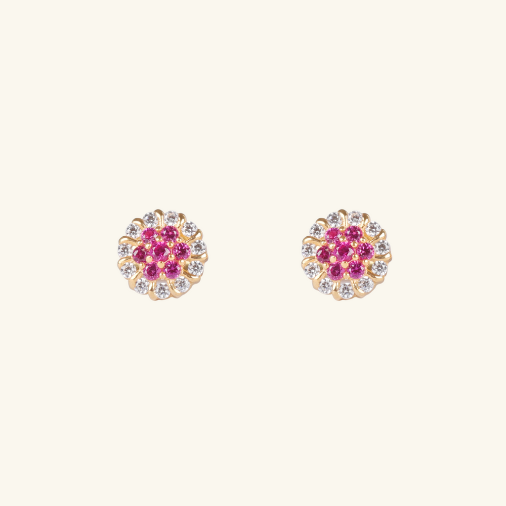 Rosa Flower Studs, Made in 18k solid gold