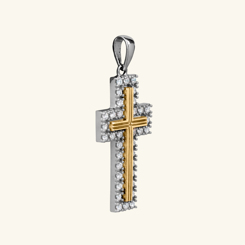 Elevated Cross Pendant, Made in 14k solid gold