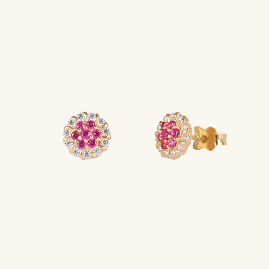 Rosa Flower Studs, Made in 18k solid gold