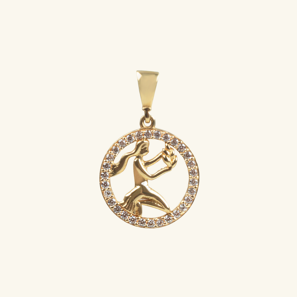 Virgo Zodiac Pendant,Made in 18k Solid Gold