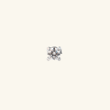 Single Ice Solitaire Stud White Gold,Made in 18k Solid Gold