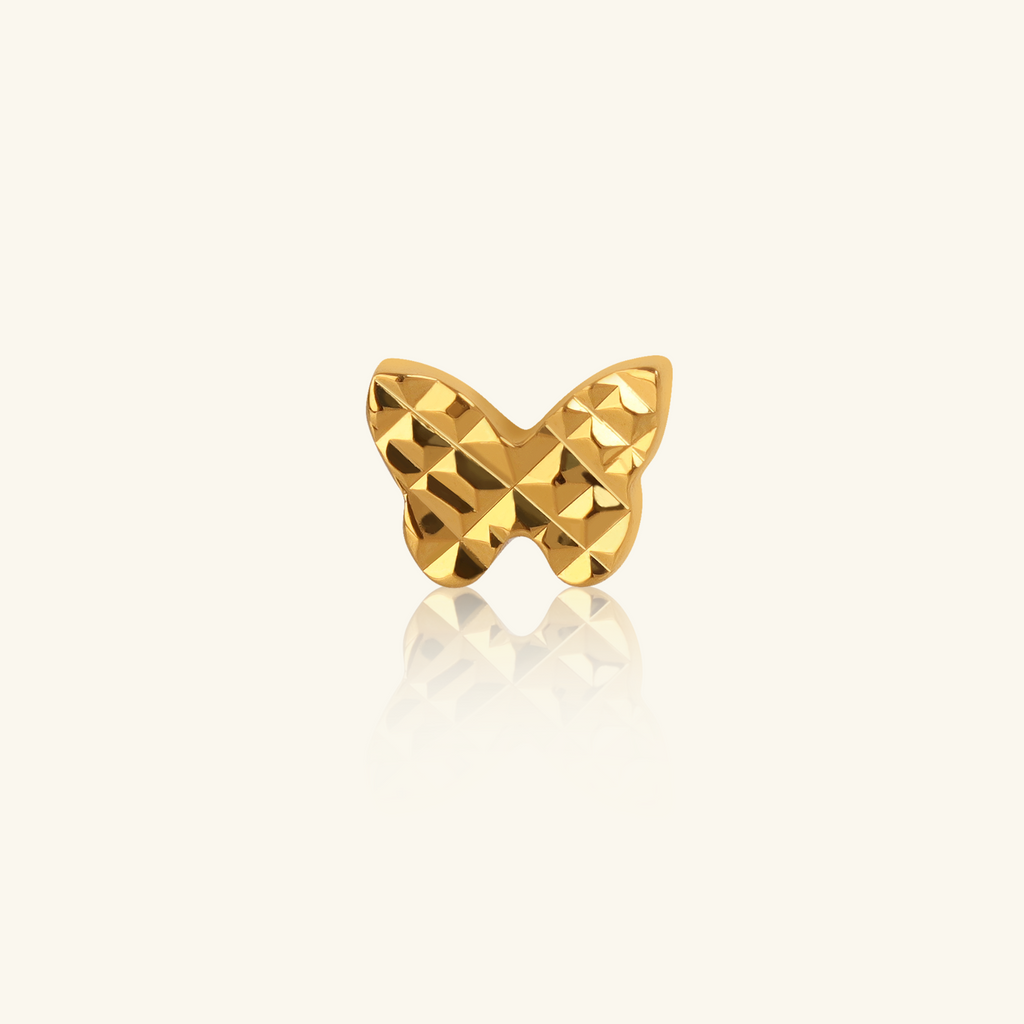 Single Butterfly Stud,Made in 18k Solid Gold