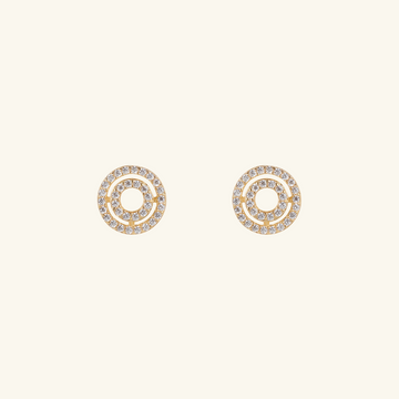 Double Halo Studs, Made in 18k solid gold