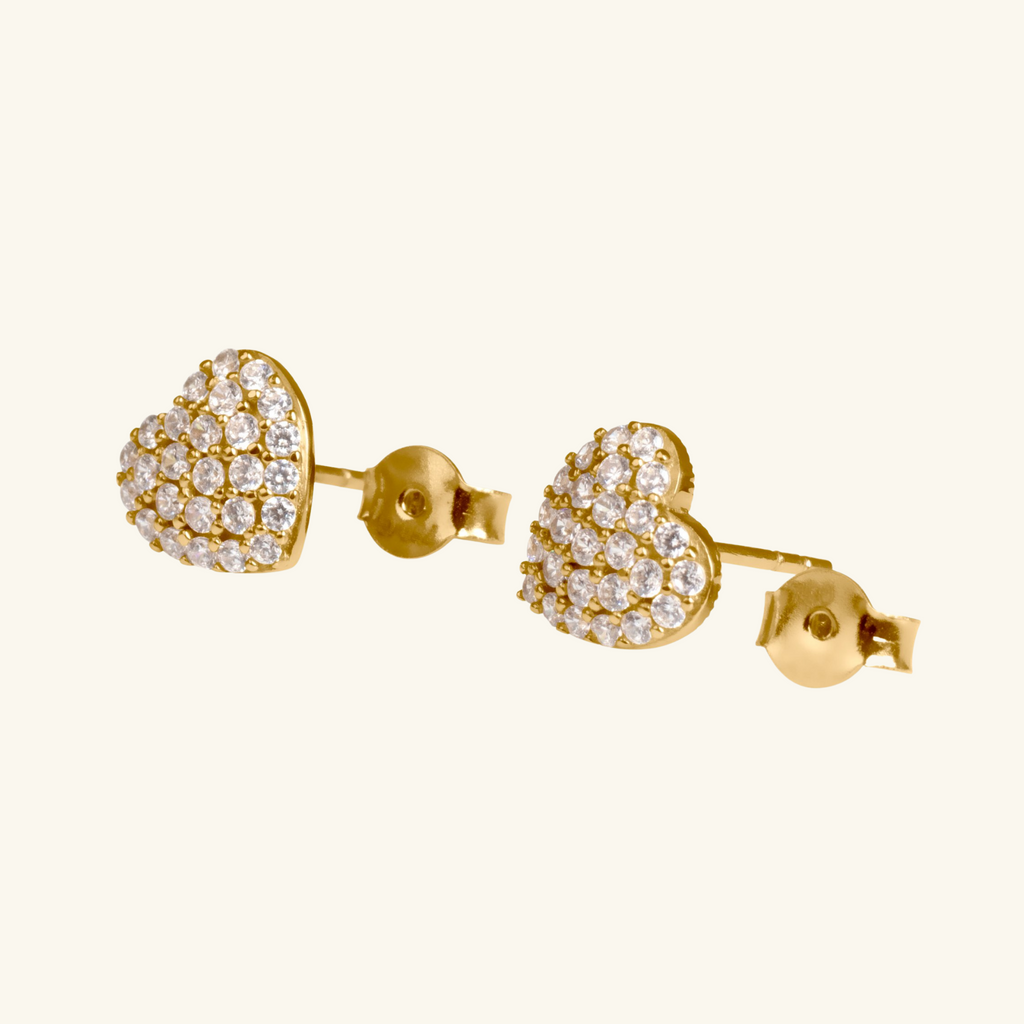 Heart Glow Studs, Made in 18k solid gold