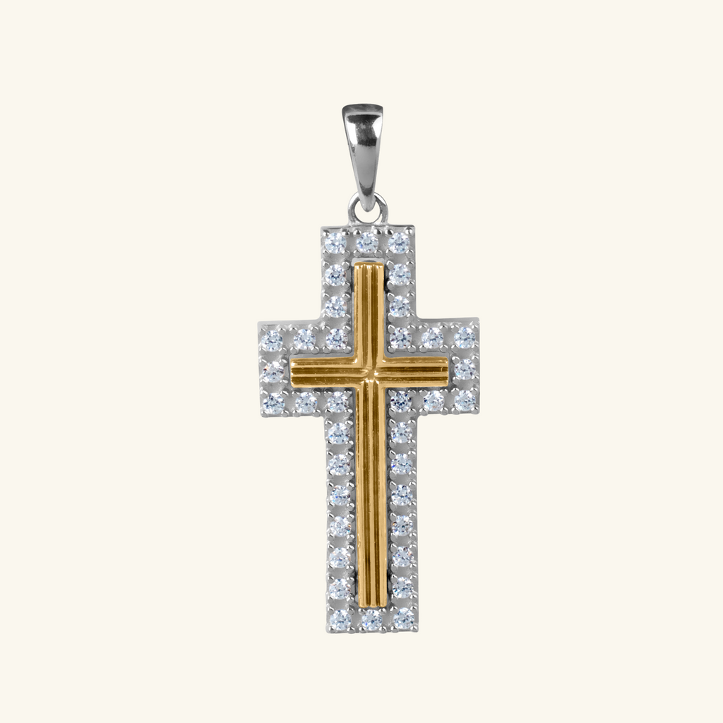 Elevated Cross Pendant, Made in 14k solid gold