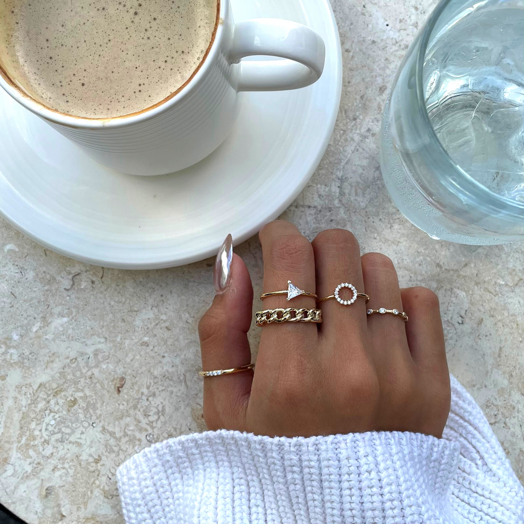 Cz Slim Stacker Ring, Made in 14k solid gold