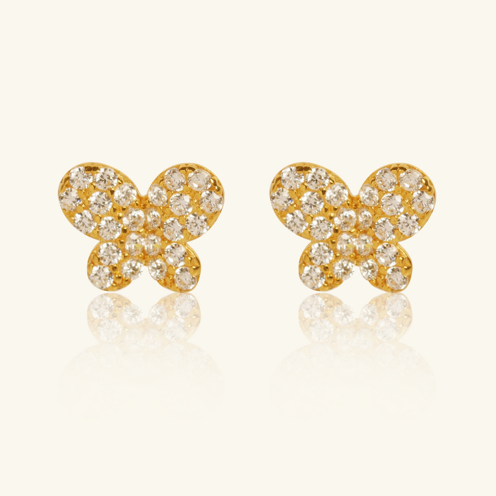 Pavé Butterfly Studs, Set in 18k solid gold