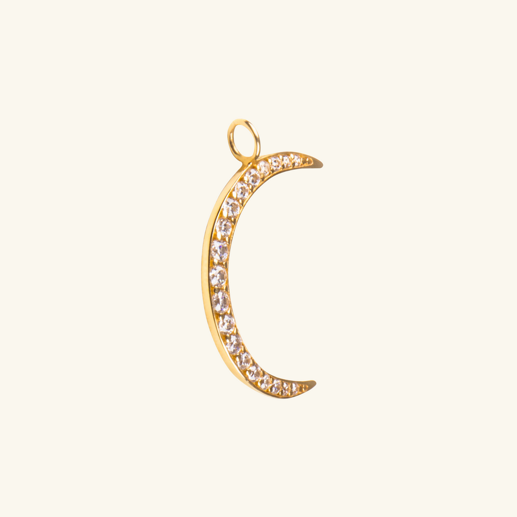 Crescent Moon Pendant, Set in 14k solid gold