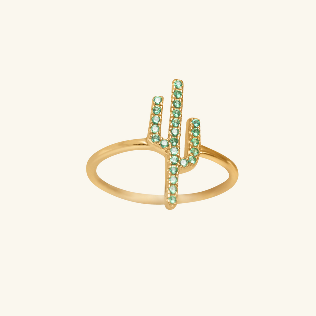 Crystal Cactus Ring, Handcrafted in 925 sterling silver