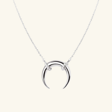 Pavé Crescent Necklace Sterling Silver, Handcrafted in 925 sterling silver