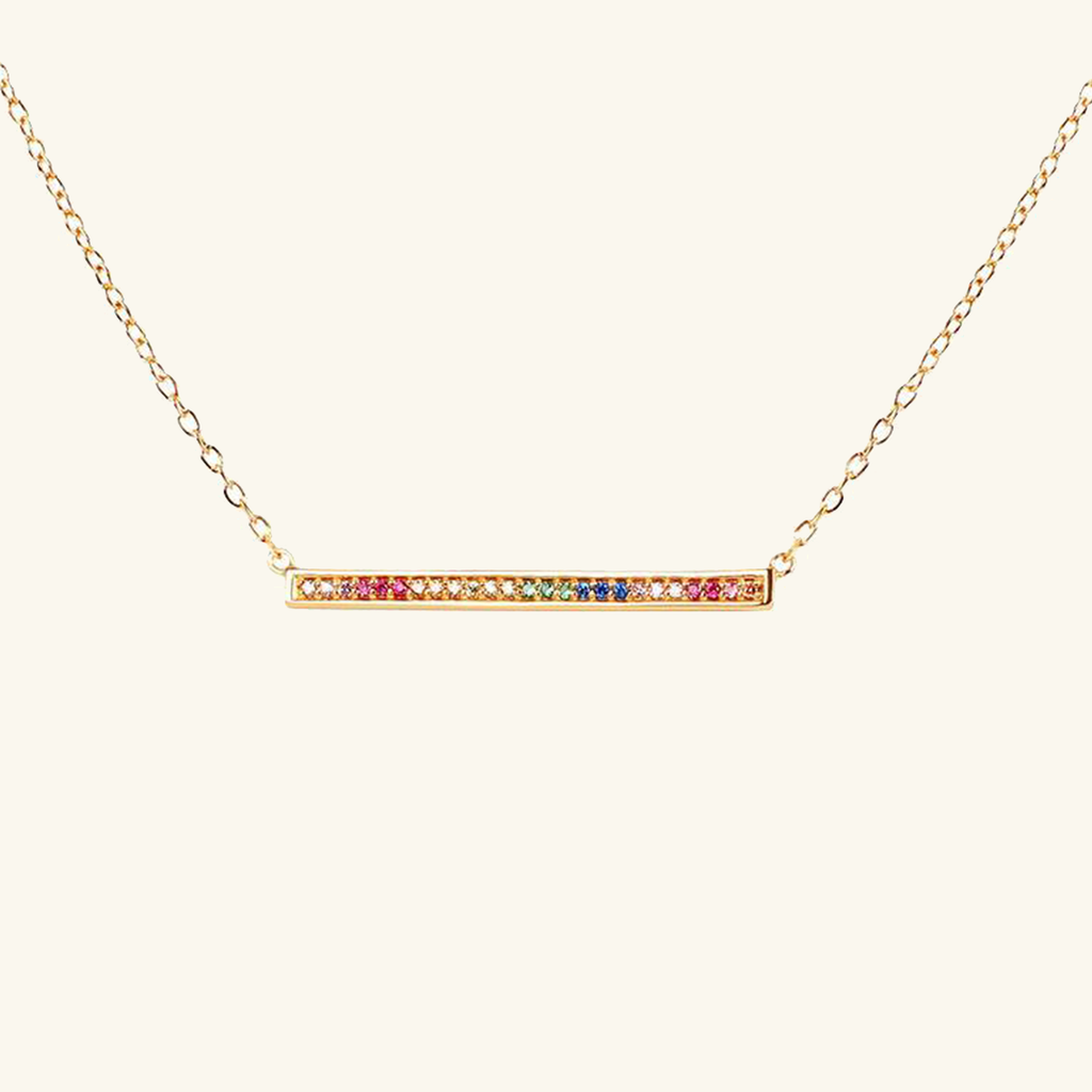 Rainbow Bar Necklace, Handcrafted in 925 sterling silver