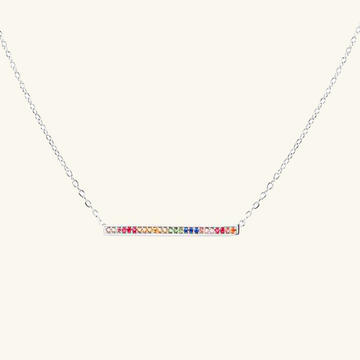 Rainbow Bar Necklace Sterling Silver, Handcrafted in 925 sterling silver