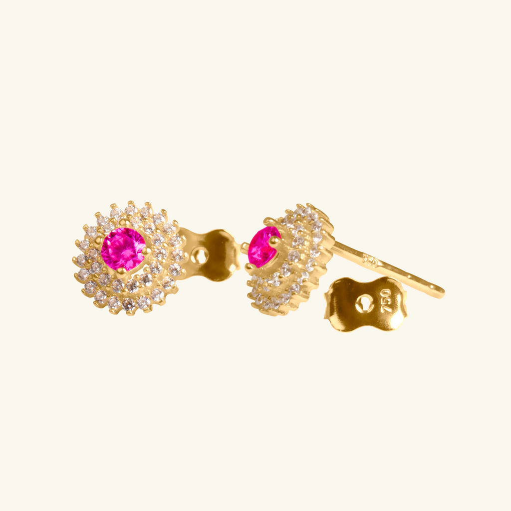 Pavé Flower Studs, Made in 18k solid gold