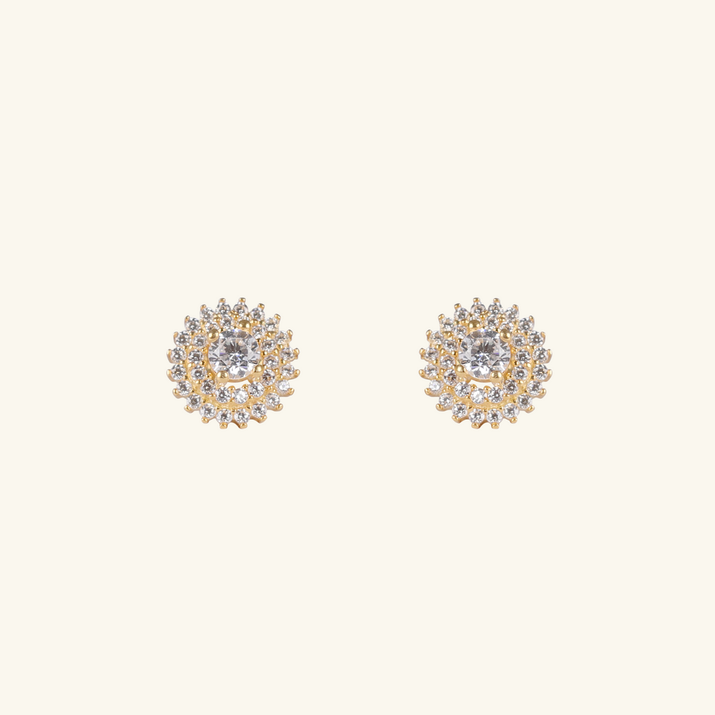 Pavé Flower Studs Clear, Made in 18k solid gold