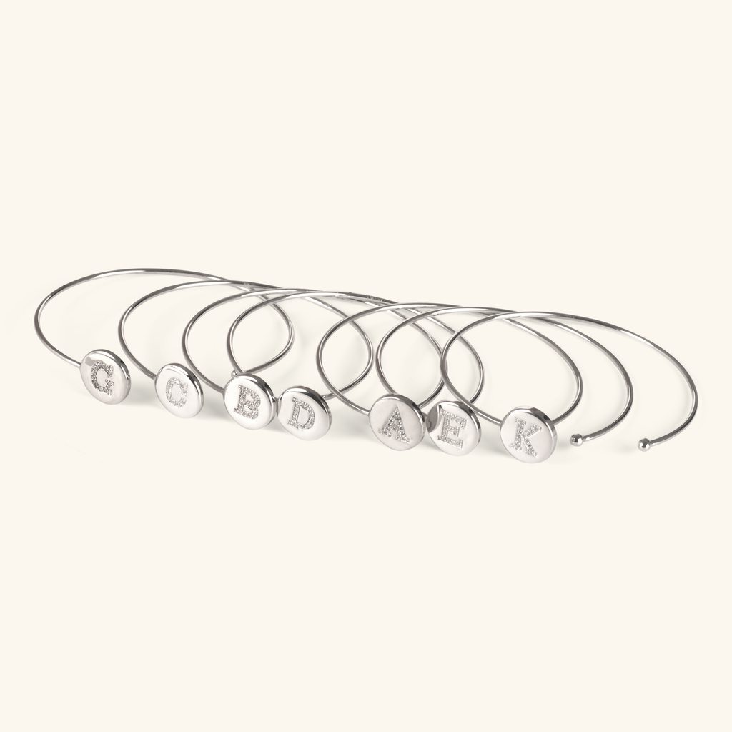 Letter Cuff Bracelet, Handcrafted in 925 sterling silver