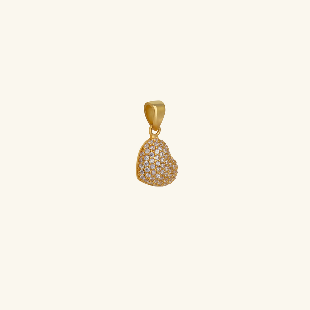 Pavé Mini Heart Pendant, Made in 18k solid gold