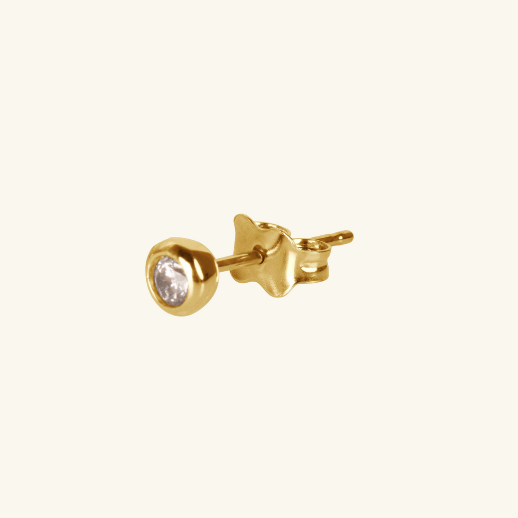 Single Mini Essential Stud,Made in 18k Solid Gold