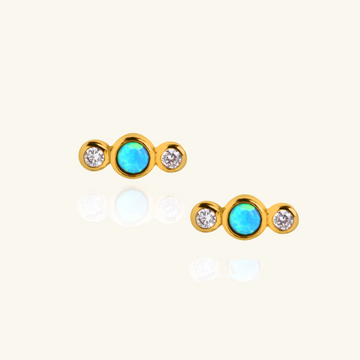 Trio Opal Studs,Hancrafted in Sterling Silver