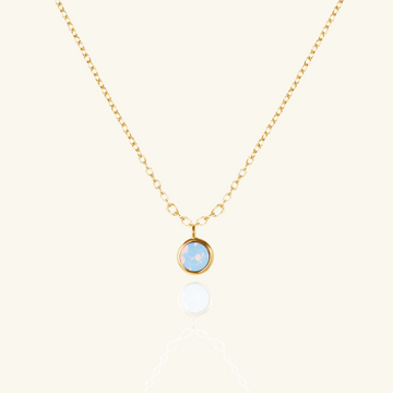 Air Blue Opal Solitaire Necklace, Handcrafted in 925 sterling silver