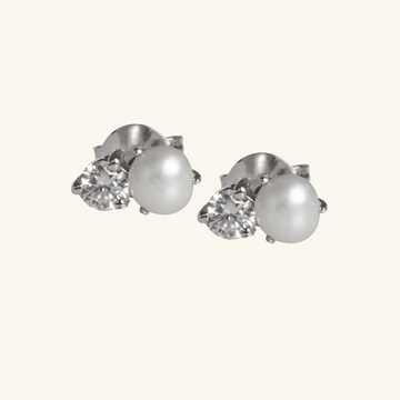 Mini Pearl Studs Sterling Silver, Handcrafted in 925 sterling silver