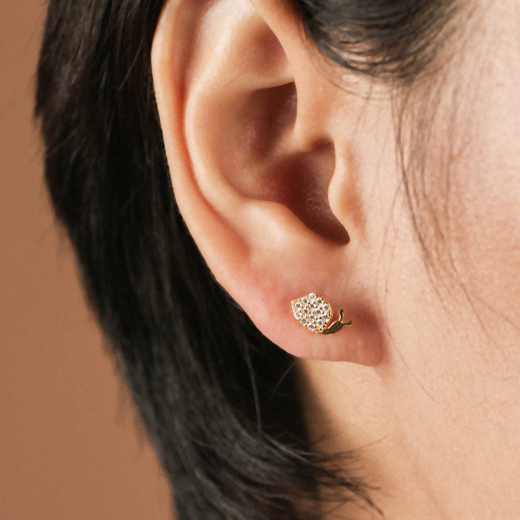 Snailey Studs,Made in 18k Solid Gold