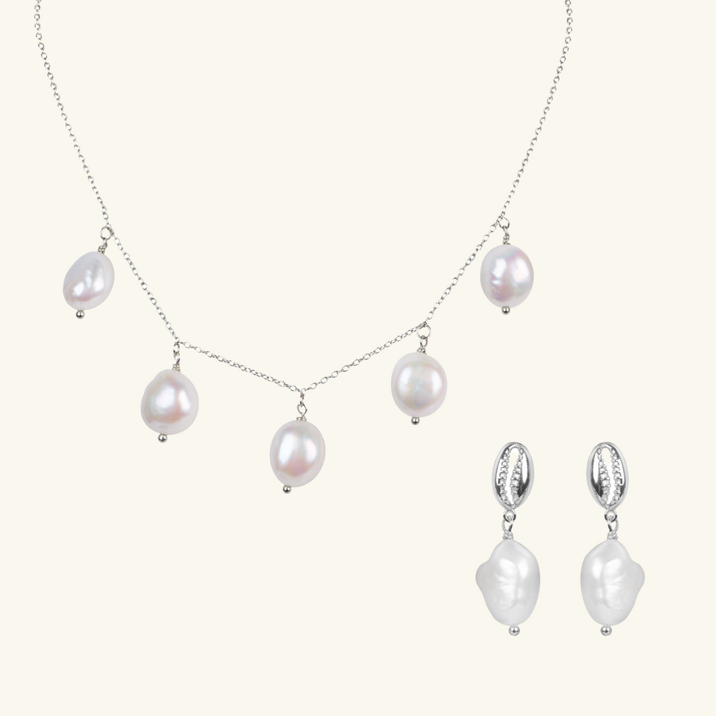 Staycation Pearl Sterling Silver Bundle,Hancrafted in 925 Sterling Silver