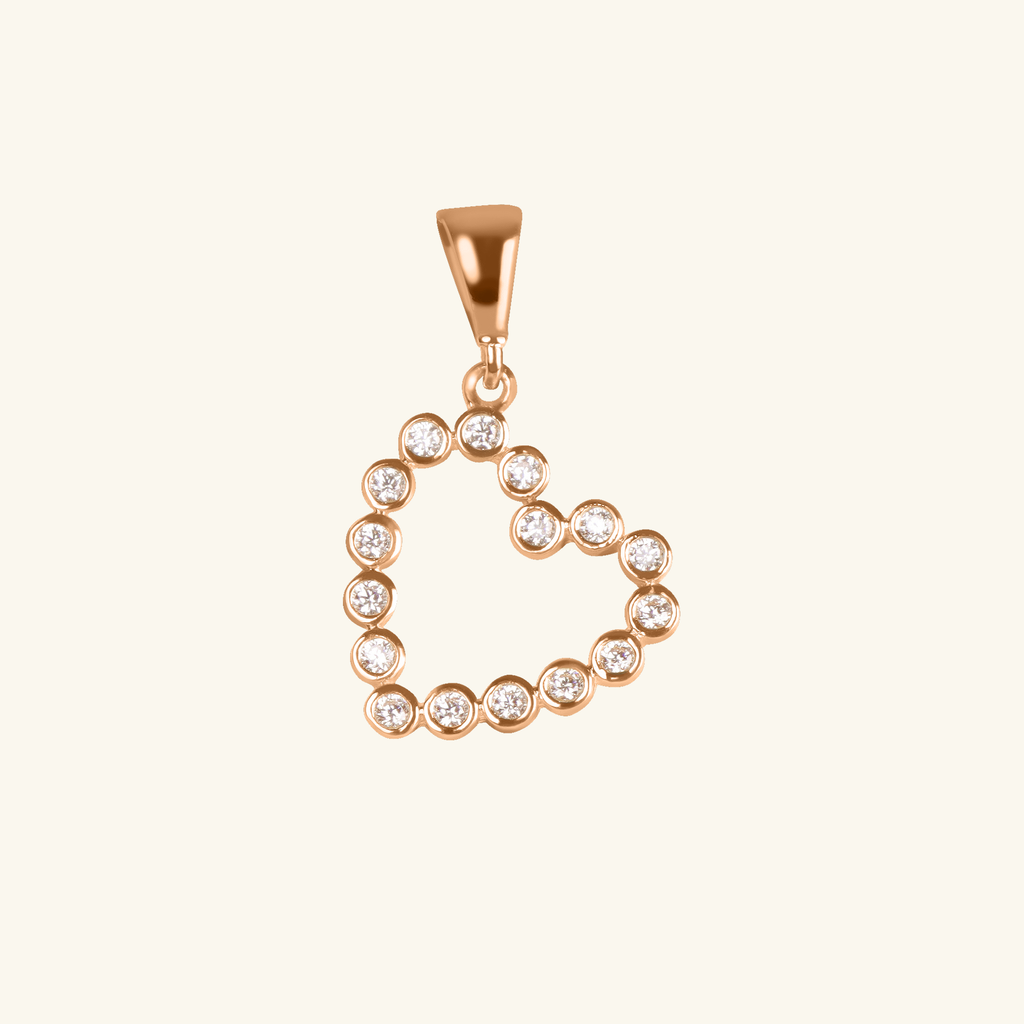 Invisible Heart Pendant Rose Gold, Made in 18k solid gold
