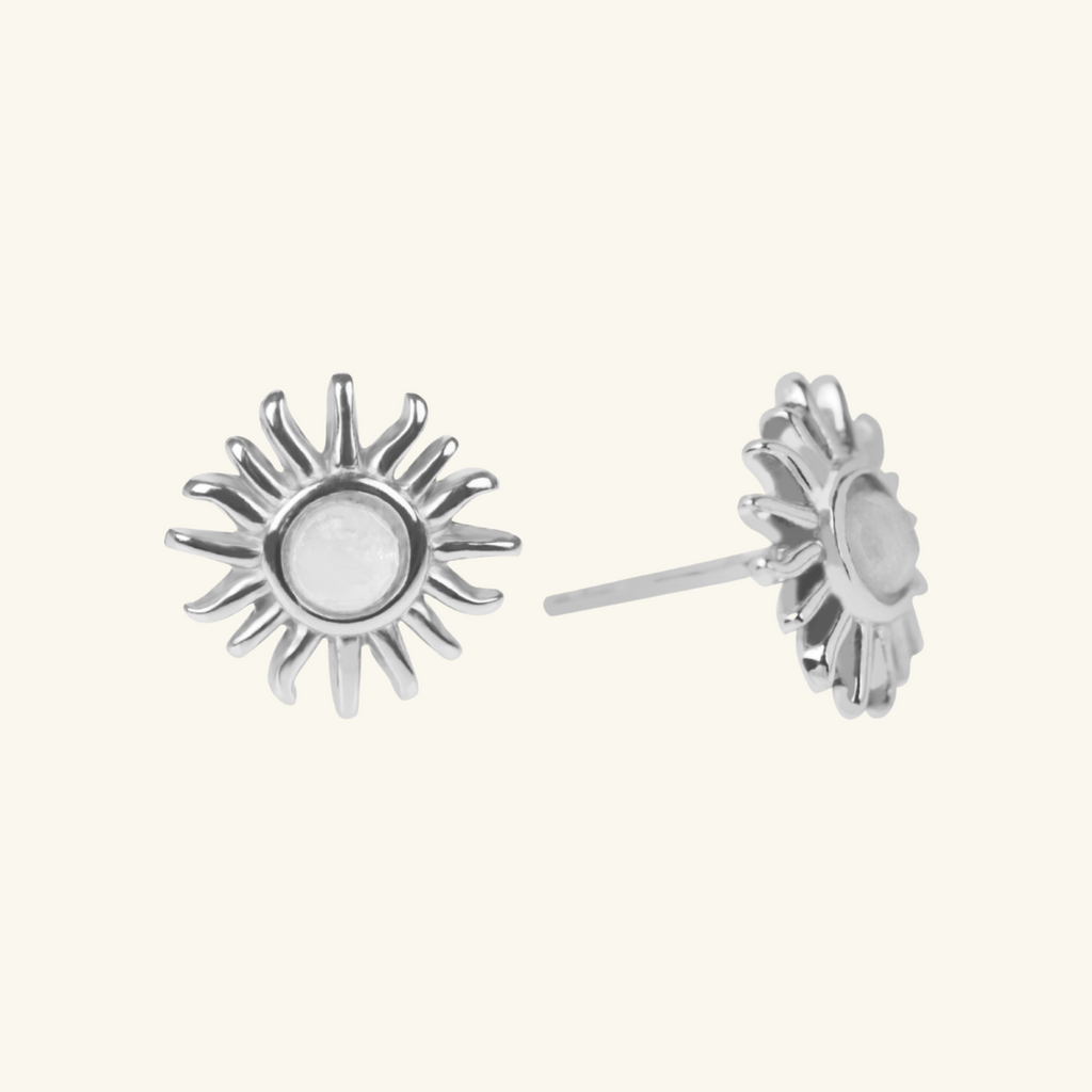 Sun Studs Sterling Silver,Hancrafted in 925 Sterling Silver