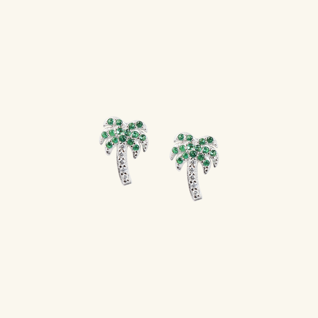 Palm Tree Studs Sterling Silver, Handcrafted in 925 sterling silver