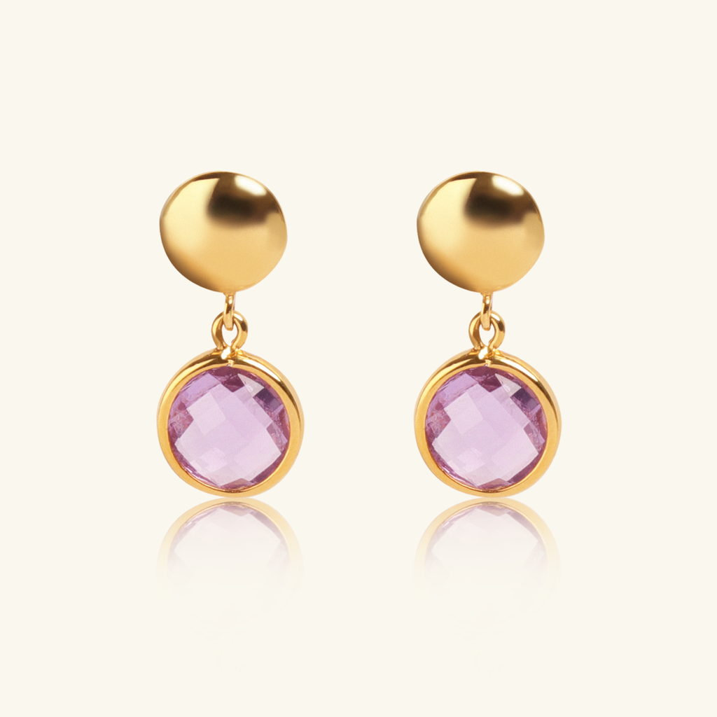 Antoinette Drops Violet Crystal, Made in 18k solid gold