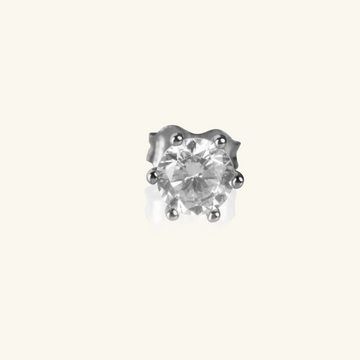 Single Round Mini Studs White Gold,Made in 18k Solid Gold