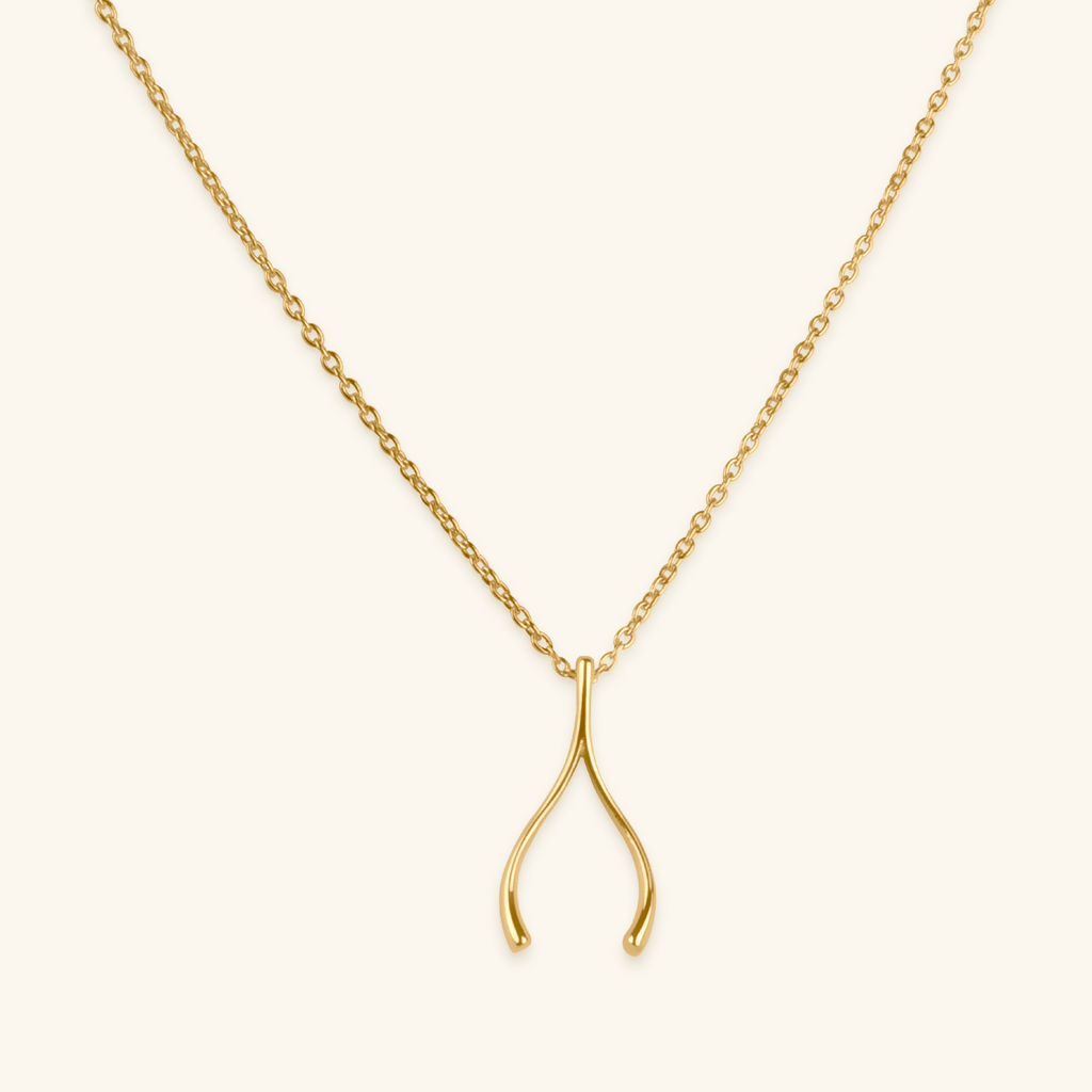 Wishbone Necklace,Made in 14k Solid Gold